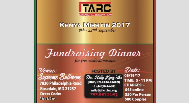 ITARC Fundraising Dinner Gala to Support a Free Medical Mission to Kenya: Sat, Aug 19th in Baltimore, MD