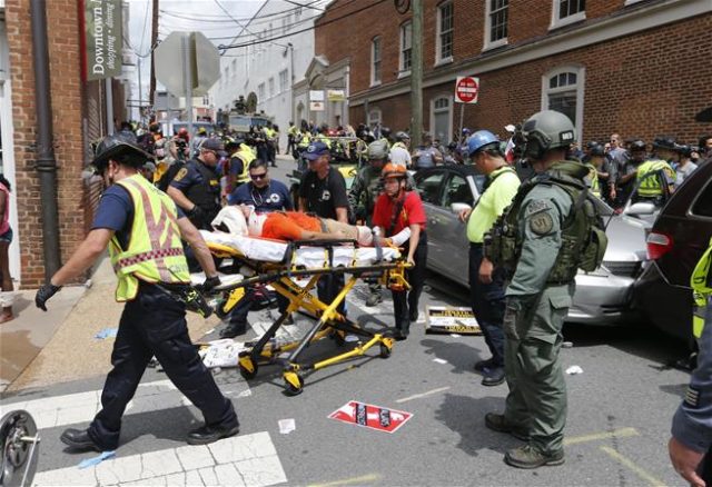 1 Dead, 19 Injured As Car Ploughs into Anti-White Supremacist Protesters  in Charlottesville, Virginia