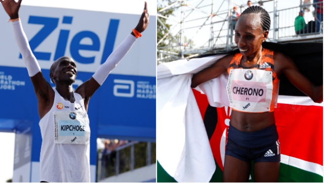 Kenyans Express Joy as Athletes Eliud Kipchoge and Gladys Cherono Fly Kenya's Flag High in Berlin, Germany