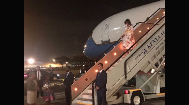 US First Lady Melania Trump Lands at JKIA