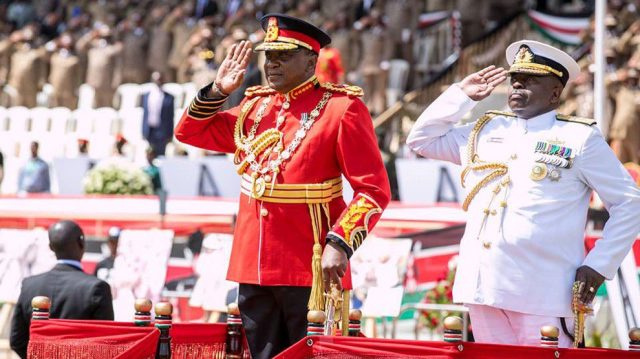 President Uhuru Dons Kenya Military Full-Service Dress Uniform during 55th Jamhuri Day Celebrations