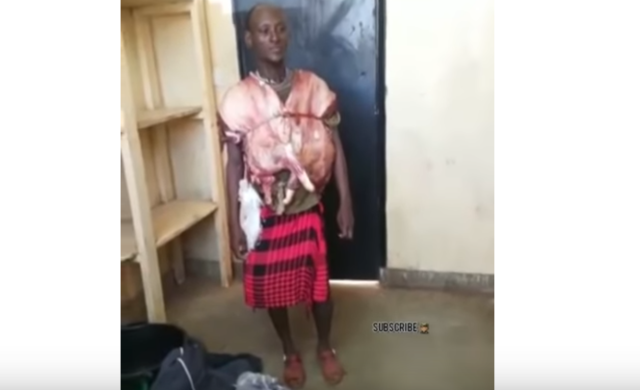 Kenyan Man Caught with Slaughtered Goat Hidden Underneath His Clothing [VIDEO]