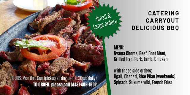 Nyama Choma, Pilau and Other Kenyan Delicacies Available On Order in Baltimore