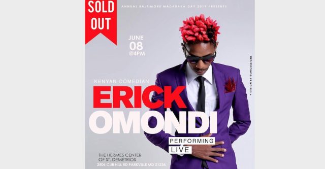 Eric Omondi to Perform at the SOLD OUT Madaraka Day Celebrations in Baltimore, Maryland