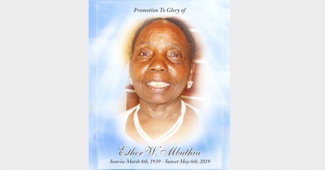 Promotion to Glory of Esther W. Mbuthia of Silver Spring, Maryland