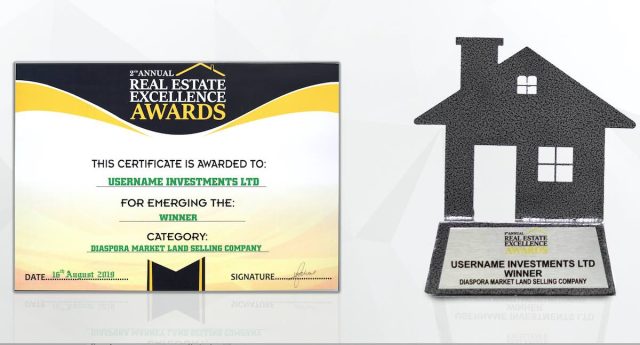 Username Investment Ltd. Wins the Coveted 2019 Diaspora Market Land Selling Company Award