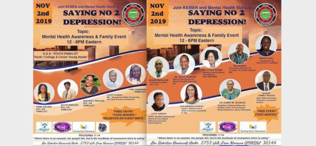 KEMEN, a US-Based Diaspora Association and MH Stars Hold a Forum on Mental Health Awareness in Kennesaw, GA this Saturday, November 2nd, 2019