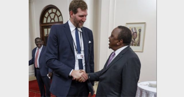 Uhuru's Photo with the Much Taller Former NBA Star Dirk Nowitzki Excites Kenyans