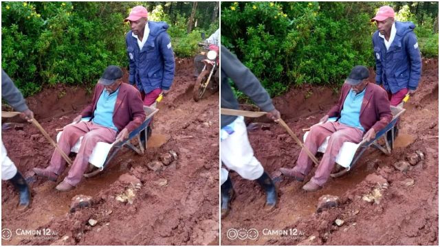 Outrage as Elderly Kenyan Man Dies on Wheelbarrow En Route to Hospital Due to Bad Road 