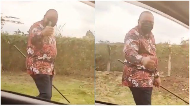 President Uhuru Videotaped Taking a Walk Along the Roadside Alone 