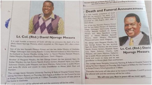 Kiambu Family Divided on Deceased Kin’s Marital Status, Places Two Parallel Obituaries in Newspaper 