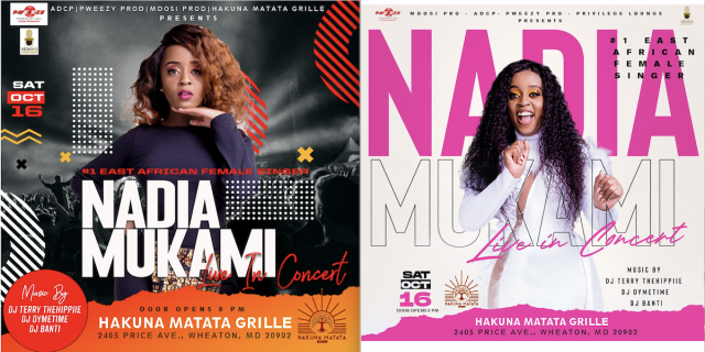 East Africa’s #1 Female Singer Nadia Mukami Performs Live on Sat, Oct 16 at Hakuna Matata Grille in Wheaton, MD