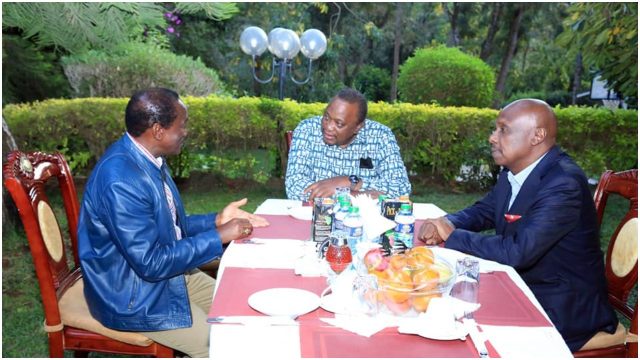 Kalonzo Hosts President Uhuru and Senator Moi for Dinner at His Karen Residence