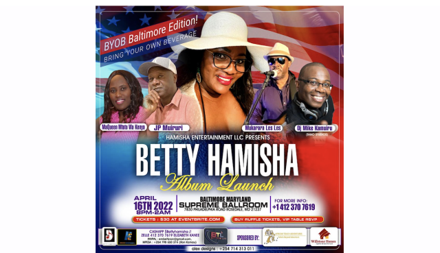 Mugithi Night/Album Launch By Kenyan Artist Betty Hamisha in Baltimore, MD on Sat, April 16, 2022