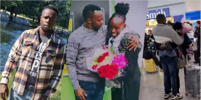 Kenyan Man Romantic Reunion with His Girlfriend in the UK