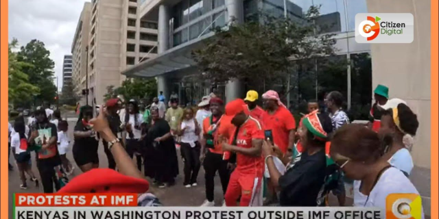 Kenyan Diaspora Protests IMF Policies Outside Washington Headquarters